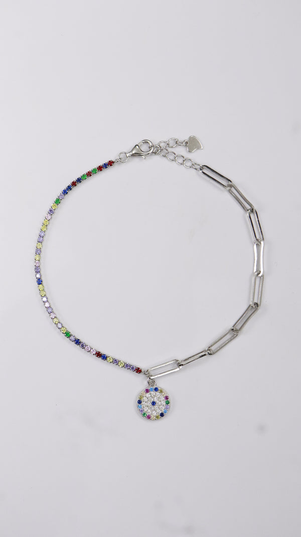 925 Sterling Silver Multicolour Nazariya Sparkle Anklets.