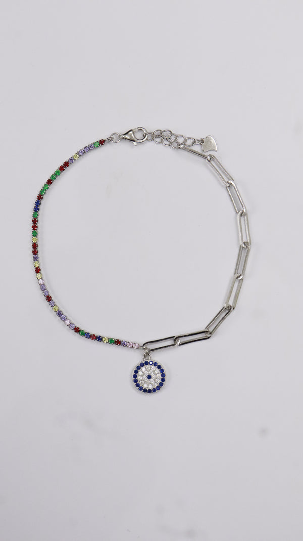 925 Sterling Silver Blue Nazariya Sparkle Anklets.