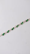 92.5 Sterling Silver Emerald Green Stone Spark Bracelet