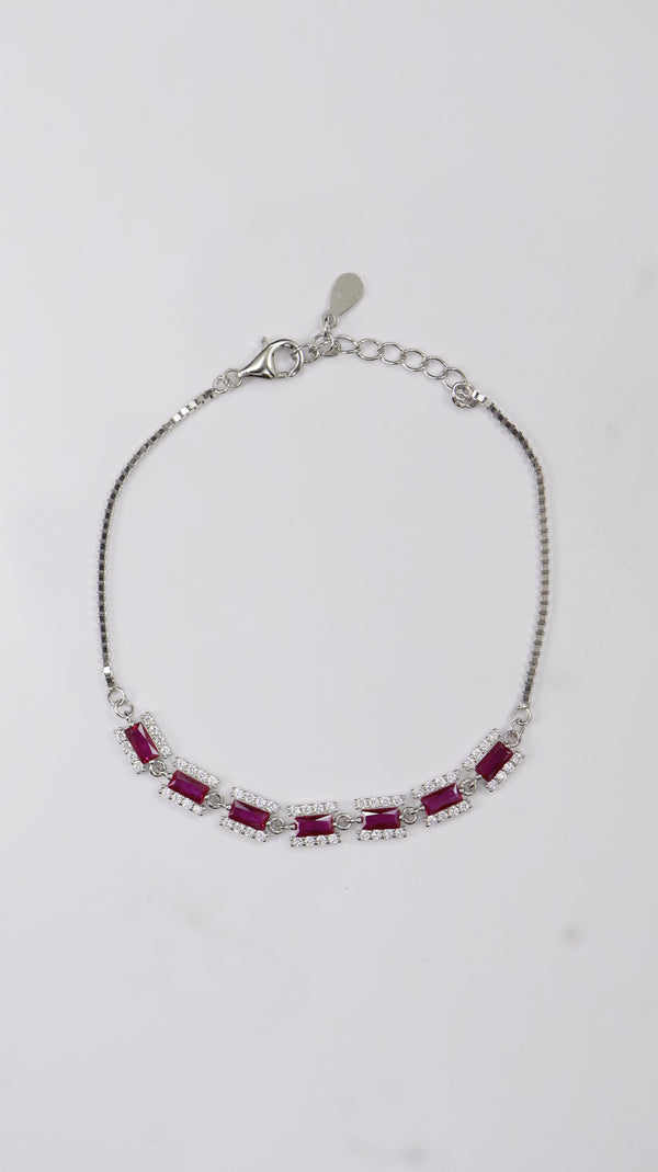 92.5 Sterling Silver Ruby Pop Bracelet