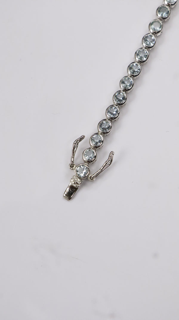 92.5 Sterling Silver Classic Light Blue Tennis Bracelet