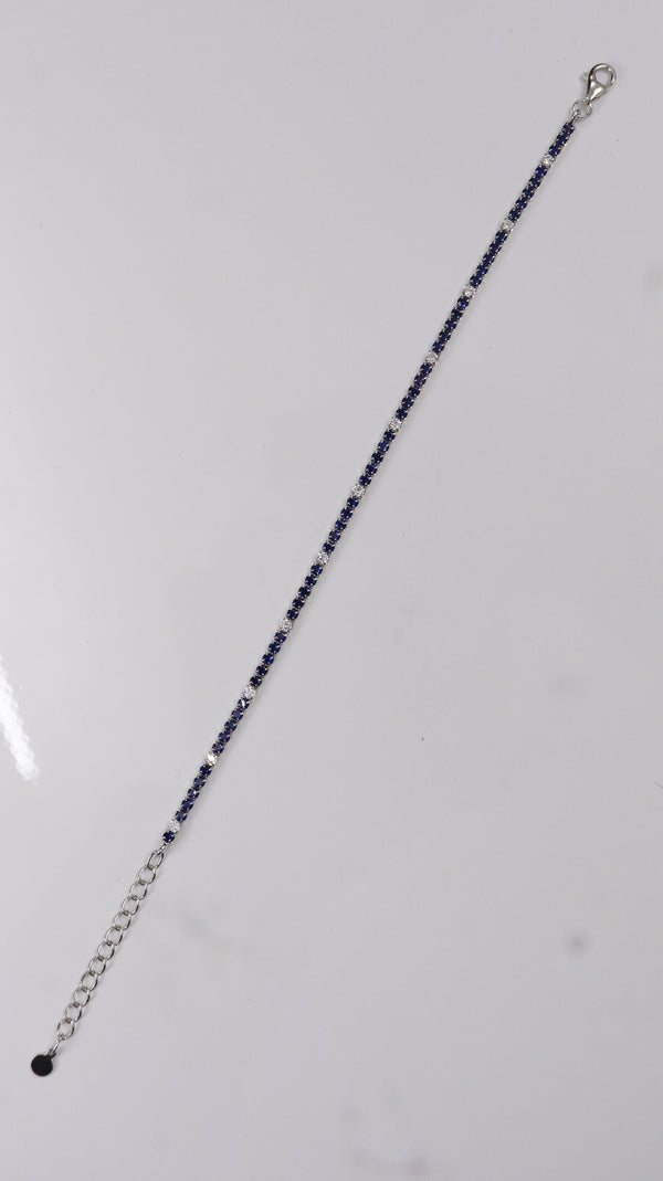 92.5 Sterling Silver Midnight Blue Spark Tennis Bracelet