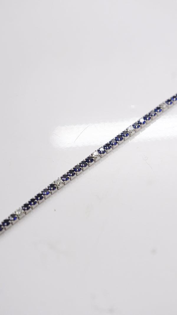 92.5 Sterling Silver Midnight Blue Spark Tennis Bracelet
