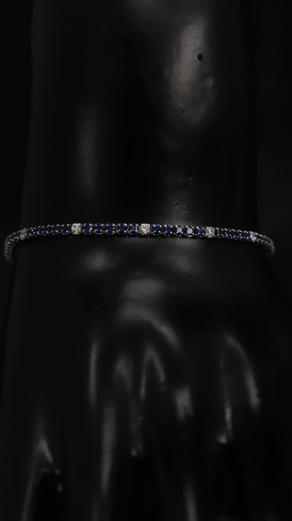 92.5 Sterling Silver Midnight Blue Spark Tennis Bracelet