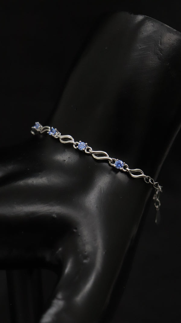 92.5 Sterling Silver Blue Wave Charm Bracelet