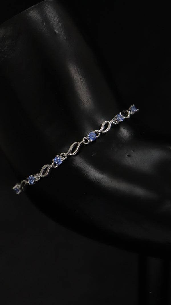 92.5 Sterling Silver Blue Wave Charm Bracelet