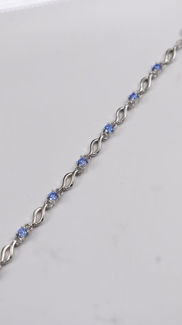 92.5 Sterling Silver Blue Wave Charm Bracelet