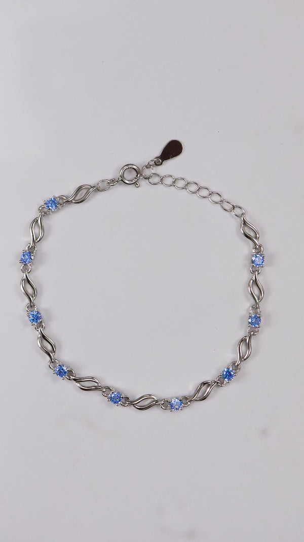 92.5 Sterling Silver Blue Wave Charm Bracelet