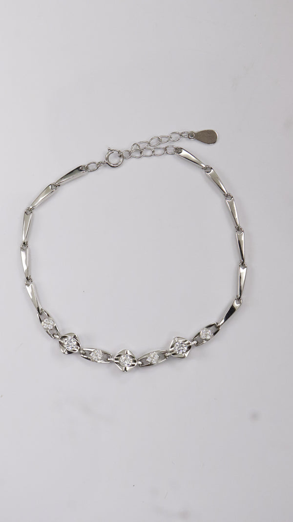 92.5 Sterling Silver Crystal Link Glow Bracelet