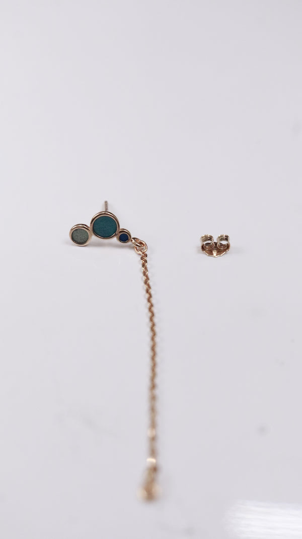 Teal Charm Chain Silver Earrings