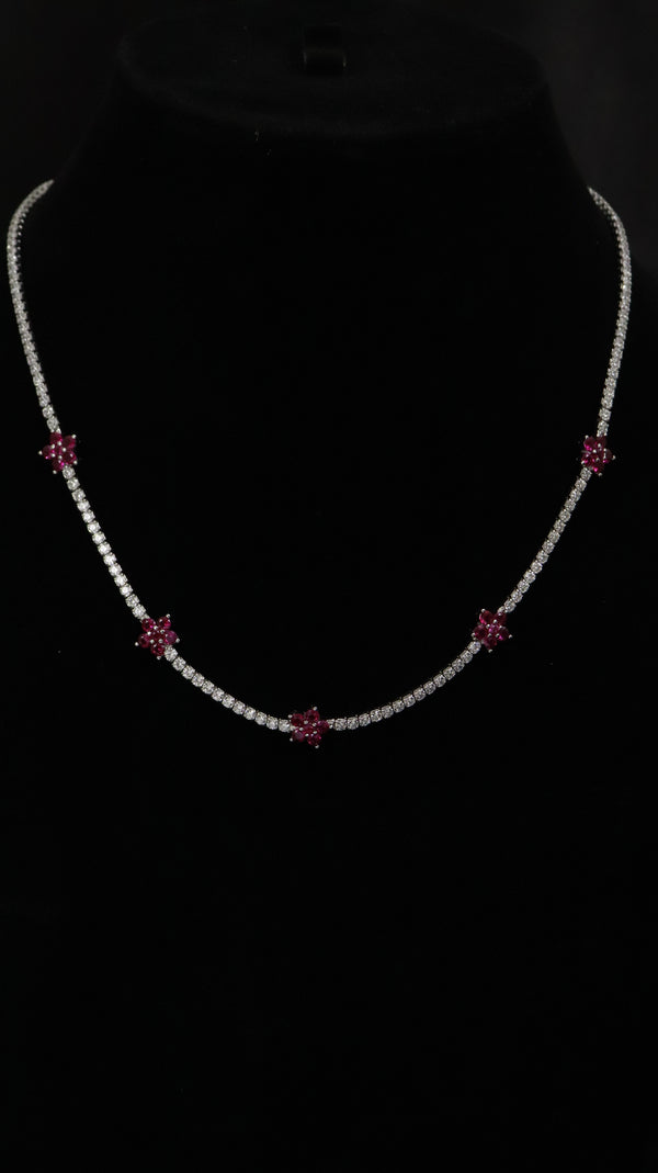 925 Silver Ruby Bloom Chain