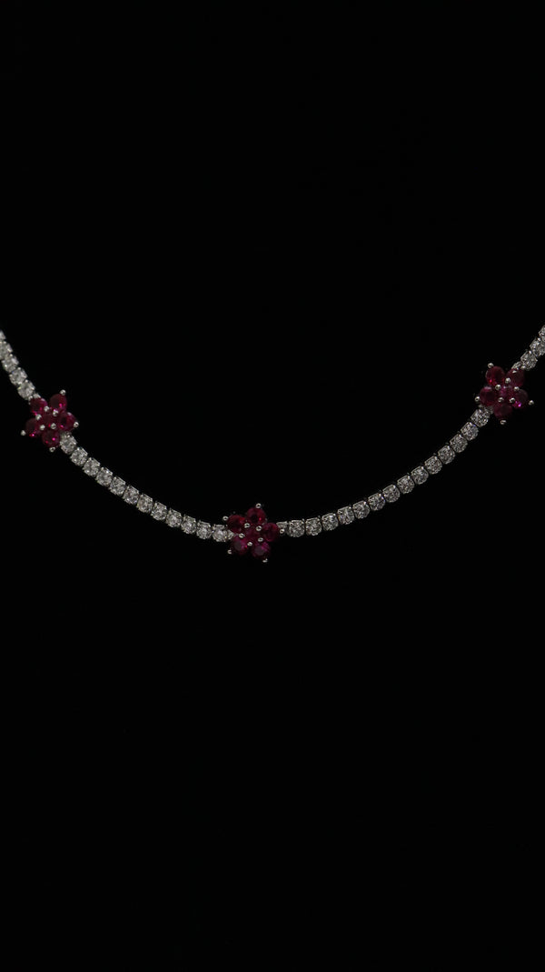 925 Silver Ruby Bloom Chain