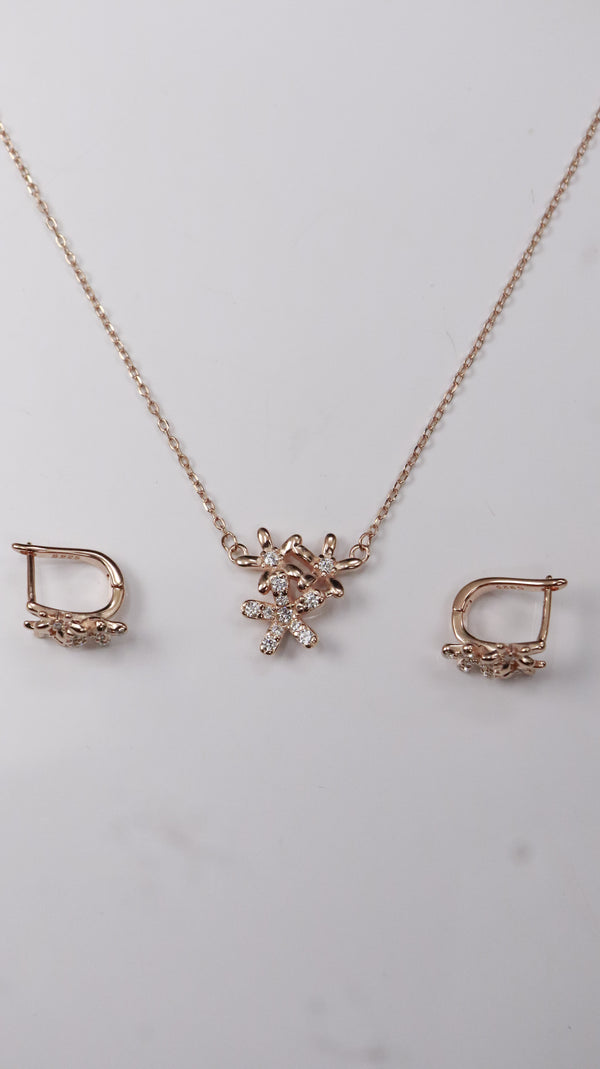 925 Silver Rose Bloom Set