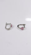Pink Heart Silver Hoop Earrings