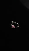 Pink Heart Silver Hoop Earrings