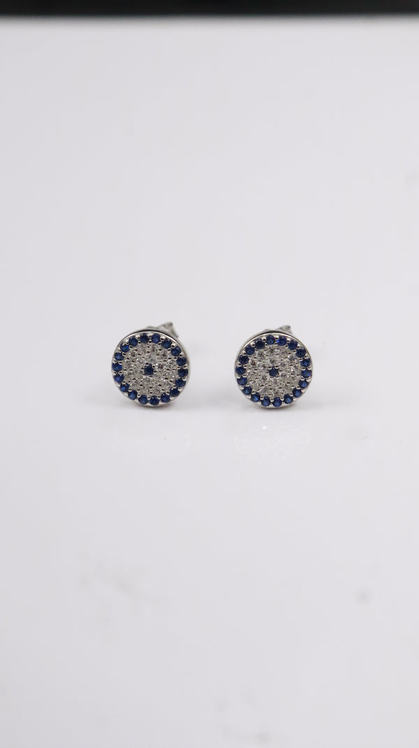 925 Sterling Silver Blue Aura Circle Studs
