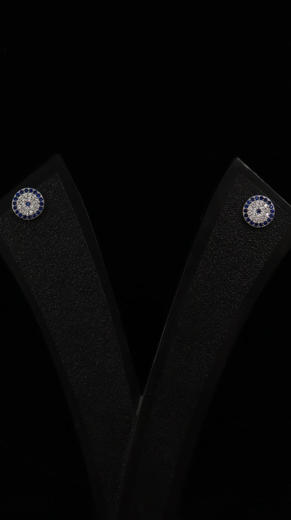 925 Sterling Silver Blue Aura Circle Studs