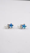 92.5 Silver Starry Pearl Drop Studs