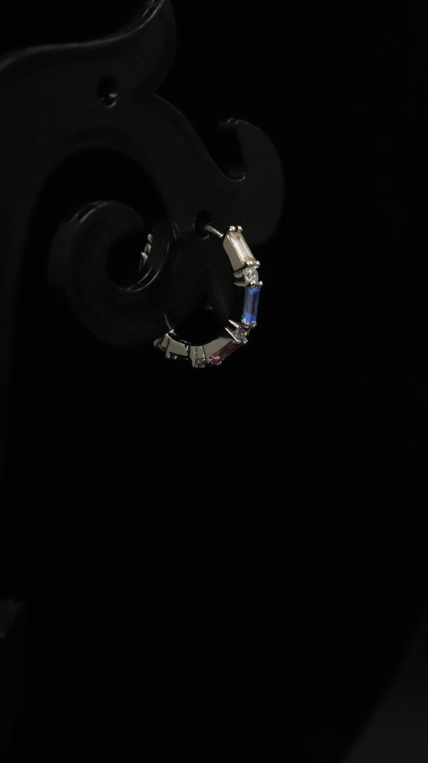 Pastel Bar Silver Hoop Earrings