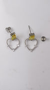 Yellow Heart Drop Silver Earrings