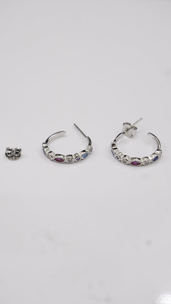 Colour Pop Silver Hoop Earrings
