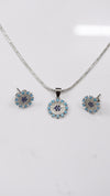 925 Silver Blue Blossom Set