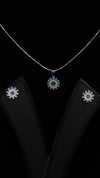 925 Silver Blue Blossom Set