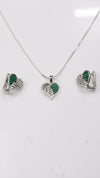 925 Silver Green Heart Glow Set + Ring
