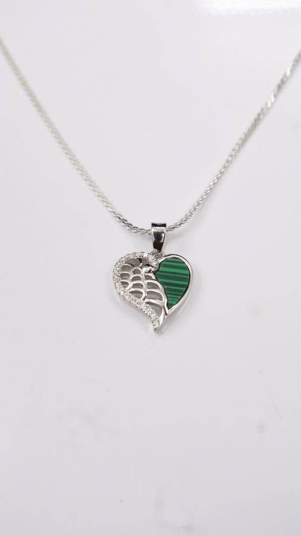 925 Silver Green Heart Glow Set + Ring