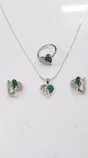 925 Silver Green Heart Glow Set + Ring