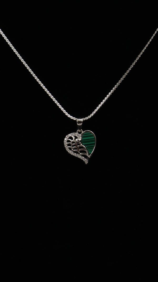 925 Silver Green Heart Glow Set + Ring