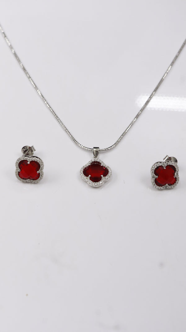 925 Silver Ruby Glow Set