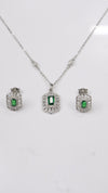 925 Silver Emerald Aura Set