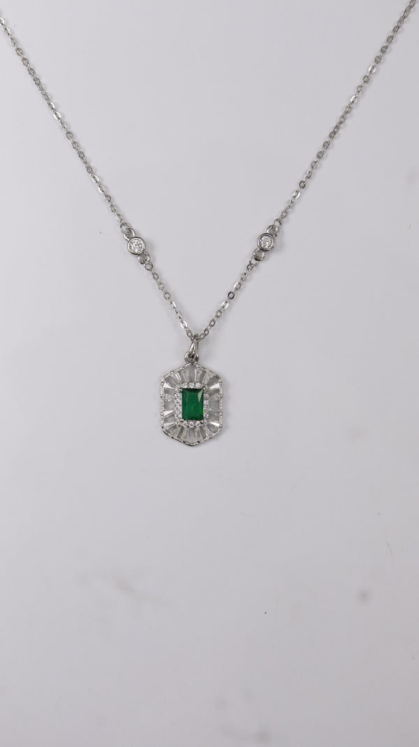 925 Silver Emerald Aura Set
