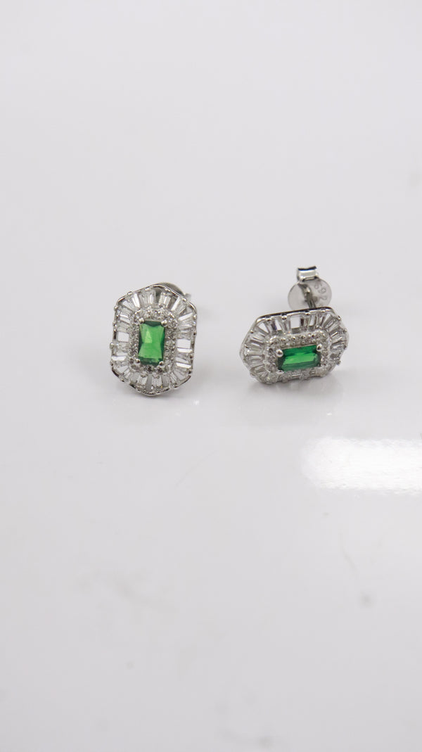 925 Silver Emerald Aura Set