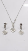 925 Silver Soft Square Sparkle Set