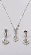 925 Silver Soft Square Sparkle Set