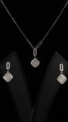 925 Silver Soft Square Sparkle Set