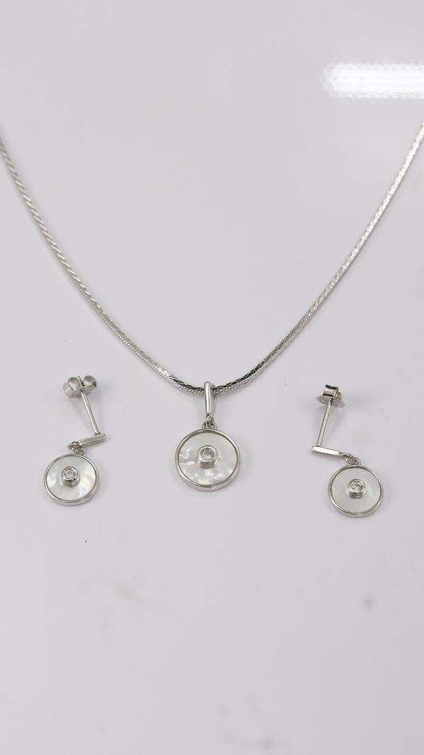 925 Silver Pearl Circle Set