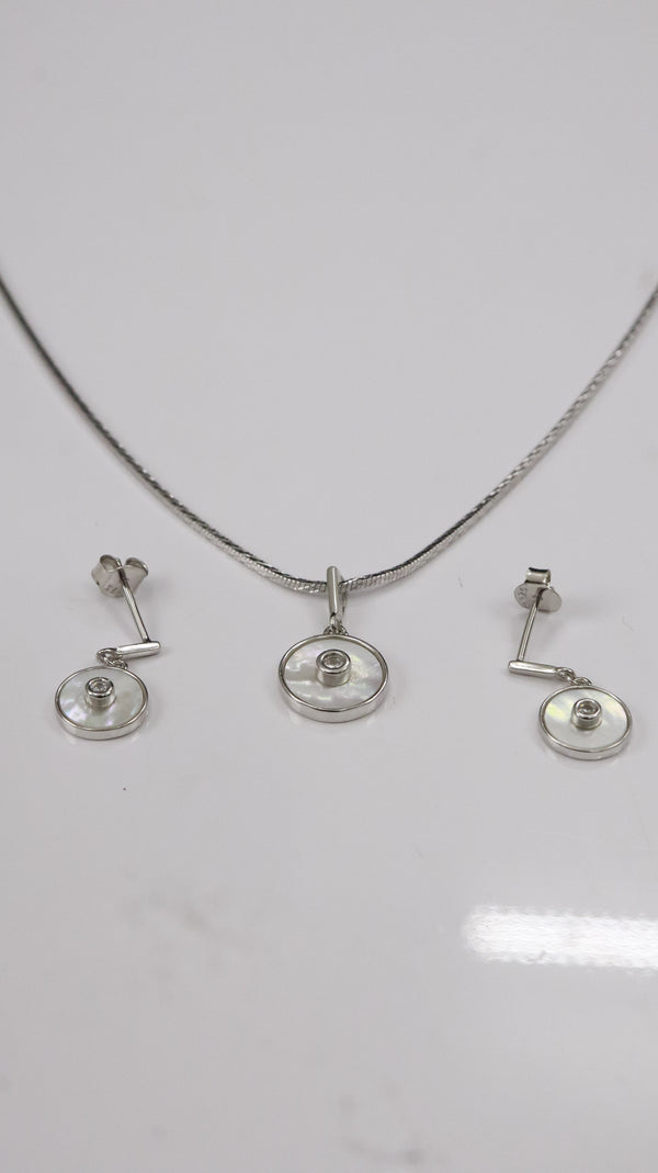 925 Silver Pearl Circle Set