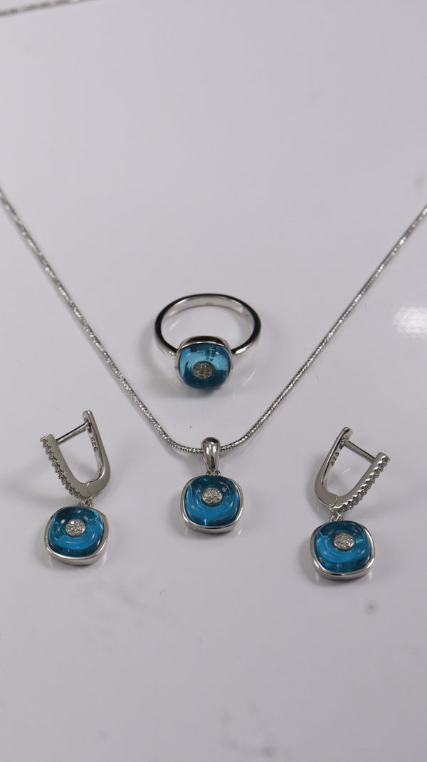 925 Silver Blue Aura Set