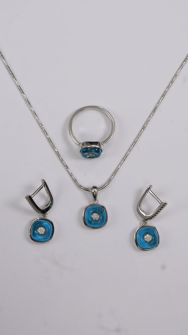 925 Silver Blue Aura Set