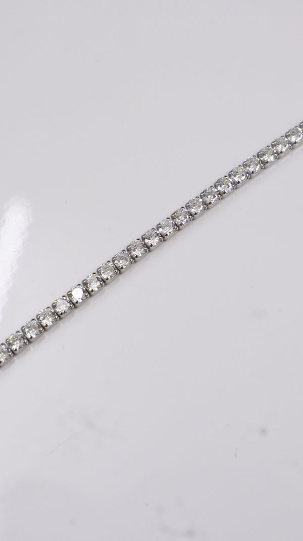 Silver Tennis Necklace Bracelet Combo