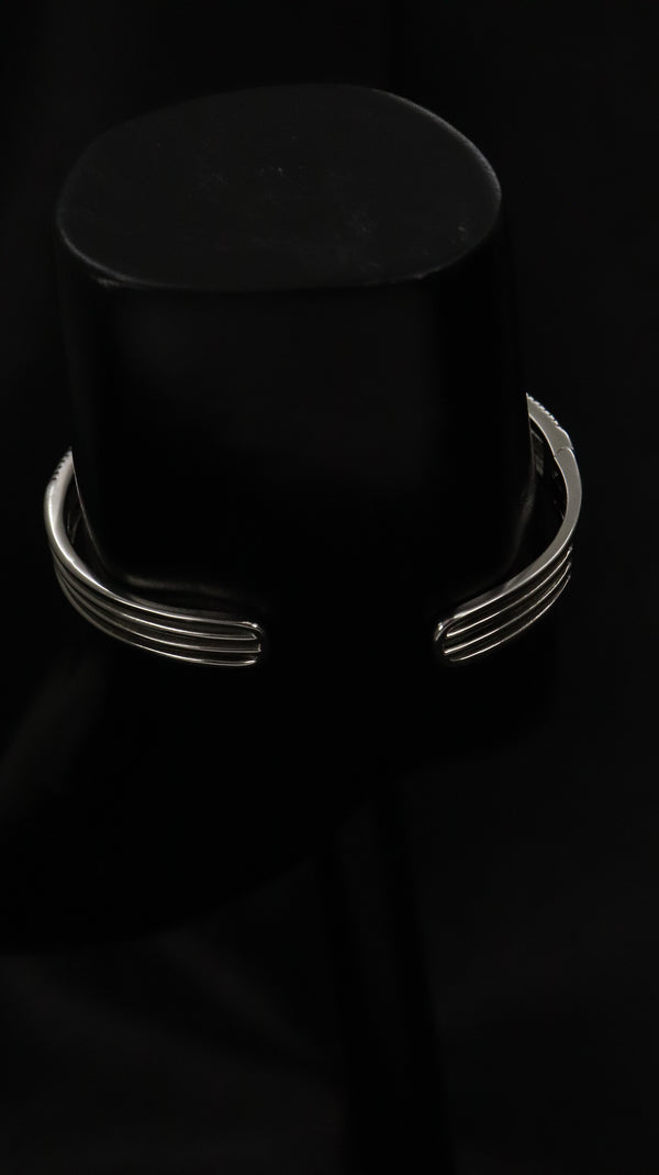 92.5 Sterling Silver Blue Line Glow Cuff Premium Bracelet