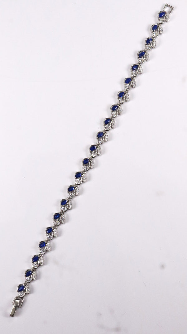 92.5 Sterling Silver Blue Leaf Spark Premium Bracelet