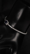 92.5 Sterling Silver Blue Stone Dual Chain Bracelet