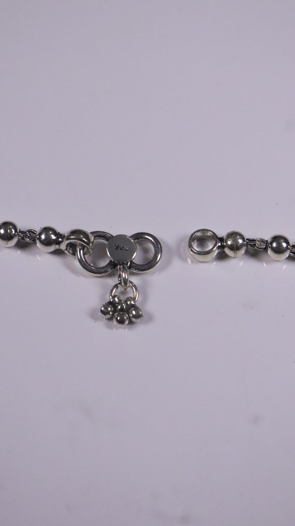 (Pair) Meher Silver Oxidised Anklet