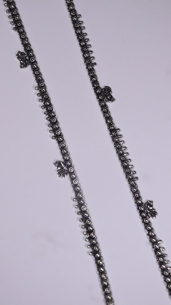 (Pair) Rajsi Silver Oxidised Anklet