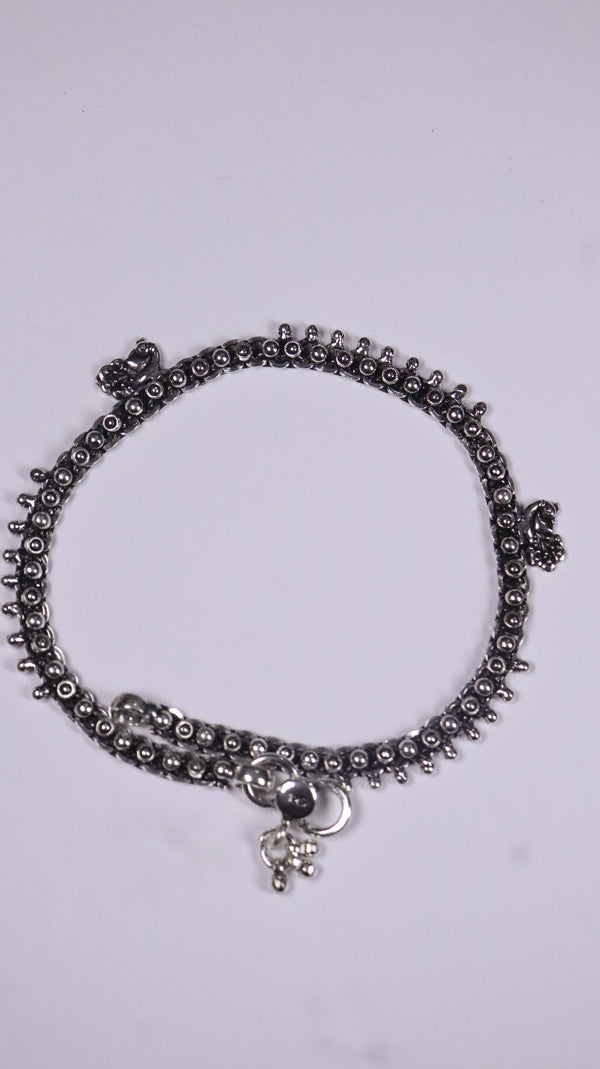(Pair) Rajsi Silver Oxidised Anklet