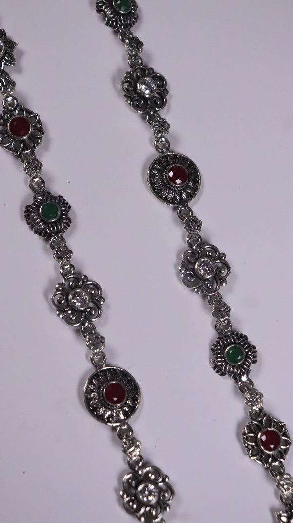 (Pair) Rangrez Silver Oxidised Anklet